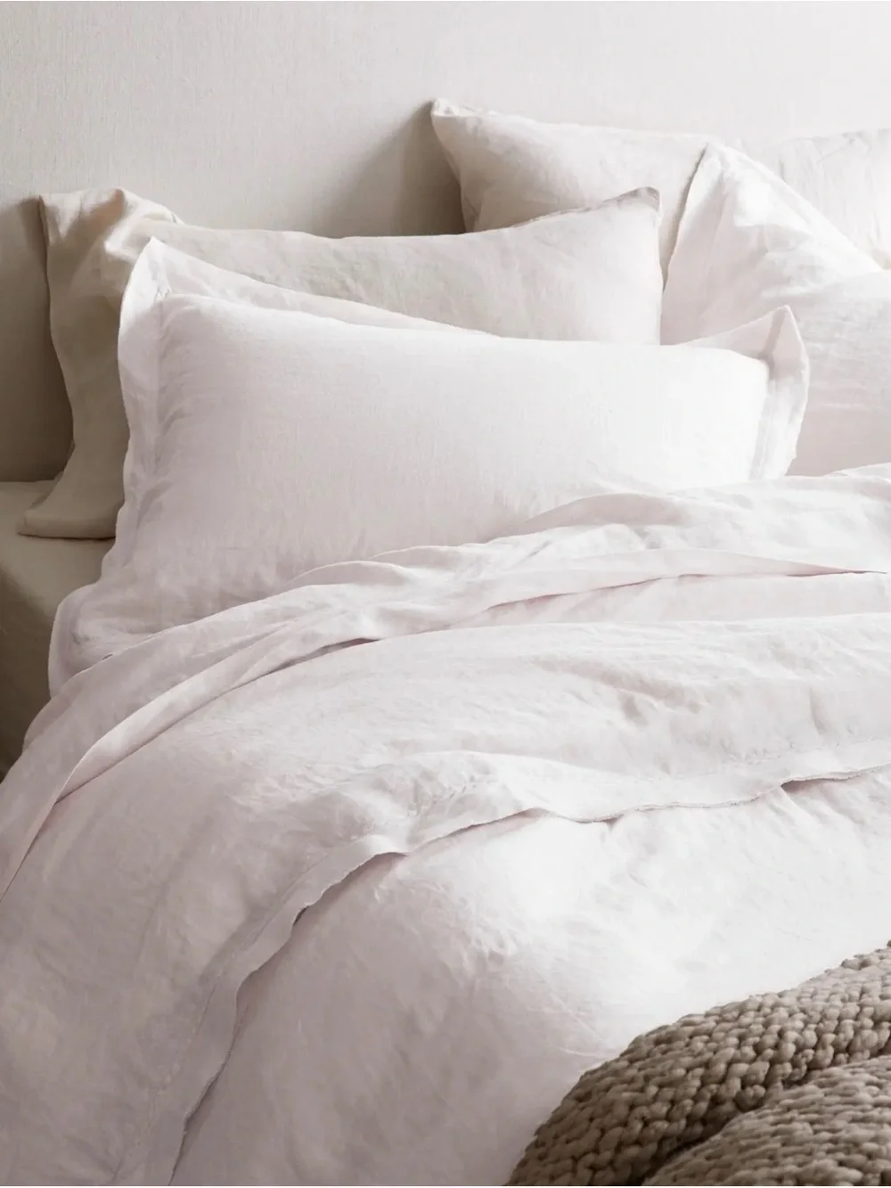 European Linen Standard Double Flange Sham Set in White - Retail $50